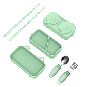 <span class=keywords><strong>Assiette</strong></span> à manger portable en silicone pour bébé avec couvercle ensemble cuillère <span class=keywords><strong>et</strong></span> fourchette pour alimentation boîtes à bento boîte à lunch en silicone - Product Image 1