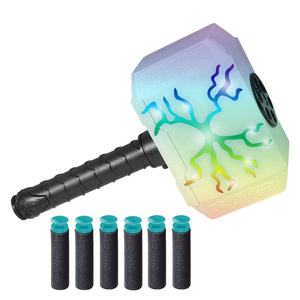 Jouet <span class=keywords><strong>de</strong></span> simulation <span class=keywords><strong>de</strong></span> frappe pour enfants, marteau <span class=keywords><strong>de</strong></span> fléchette, lanceur <span class=keywords><strong>de</strong></span> balles souples, pistolet <span class=keywords><strong>de</strong></span> marteau avec lumière et 6 pièces EVA airsoft - Product Image 1