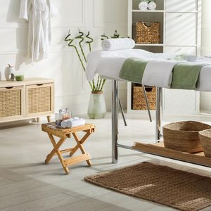 Bamboo Folding Step Stool Bench for Bathroom Shower Foot Rest Bath Chair Waterproof Bathroom Bench Bamboo Wooden Spa Bath Stool - Product Image 3