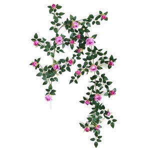 Roses artificielles roses en guirlande de 1,8 m, 22 fleurs, pour décoration intérieure et accessoires de mariage - Product Image 5
