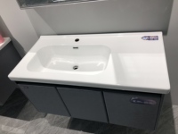 WJL 514T-90 Meuble-lavabo mural moderne en céramique résistant à l'humidité avec miroir lumineux pour hôtel