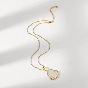 Collier pendentif <span class=keywords><strong>bouddha</strong></span> Maitreya incrusté de cristaux de Zircon brillants pour femmes, amulette porte-bonheur, bijoux porte-bonheur - Product Image 6