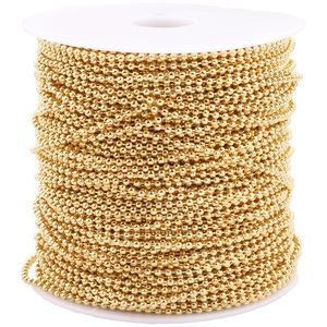 Cadena de cuentas de acero inoxidable chapada en oro de 18k, redonda, para la fabricación de collares, accesorios de joyería DIY H1242 - Product Image 4
