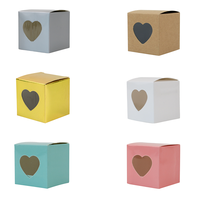 Scatola Regalo Moderna Quadrata Opaca a Forma di Cuore in Cartone per Caramelle, Cioccolatini, Matrimoni e Feste, 5x5x5cm con Finestra Trasparente, Riciclabile