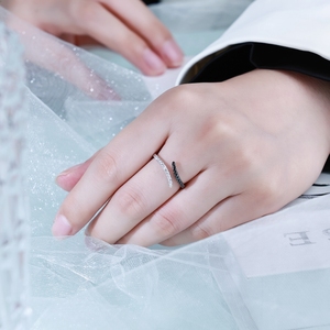 Anillo de Oro Sólido de 18K de Lujo, Elegante, con Diamantes Blancos y Negros Naturales, Engaste de Media Eternidad, Anillos Desmontables - Product Image 2