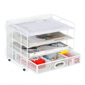 Organizador de Papel Metálico Plegable de Escritorio, Multifuncional, con 4 Compartimentos, Cajas y Contenedores de Almacenamiento para Oficina, en Oferta - Product Image 2