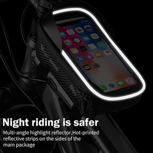 WEST BIKING Sensitive Touch <b>EVA</b> Bike Phone Mount Bag Waterproof Reflective Bicycle Phone Holder Top Tube Bag Under 7.2 Inches - Product Image 5