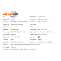 شاشة لابتوب LCD مقاس 15.6 بوصة، 60 هرتز، 1920*1200، 16:10 WUXGA، 500 شمعة/م2، 1650:1، 100% SRGB، بدون لمس، 40 دبوس، طراز LQ156N1JW01/2/3/0