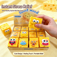 Jouet Squishy en forme de bloc de fromage souple à visages amusants, croustillant et compressible, anti-stress sensoriel, cadeau de fête, boîte surprise, vente en gros