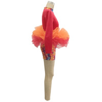 Combinaison Tutu Enfant Imprimé Sirène Coloré Manches Longues Costume de Danse Velours Rouge Asymétrique pour Spectacle Scénique