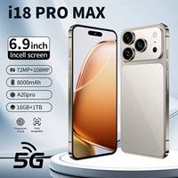 Téléphone Android I18 Pro Max 5G, bandes globales LTE, Snapdragon 8 Gen4, appareil photo HD 108MP, 8000mAh, lecteur d'empreintes digitales 0,01s, AMOLED 144Hz, 16 Go de RAM