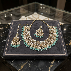 Indian Traditional Antique Gold Plated Flower Design High Quality Kundan Choker Necklace Earring Bridal Wedding Jewelry <b>Set</b> - Product Image 2