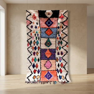 Alfombra Tribal Marroquí Kilim Berber de Lana para Sala de Estar, Venta al por Mayor, Hecha a Mano, Patrón Geométrico, Pelo Bajo, Jute Mediano - Product Image 1