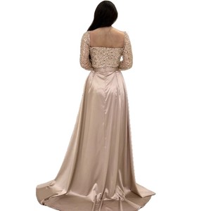 Vestido de Noche con Lentejuelas y Hombros Descubiertos, Manga Larga, Cintura Natural, Cierre Frontal, Hecho a Mano, para Fiesta Formal - Product Image 5