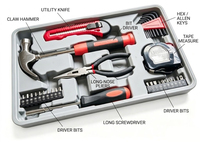 Kit d'outils à main 33 pièces pour réparation générale à domicile avec marteau, pinces, embouts de tournevis, mètre ruban, couteau utilitaire, clé Allen