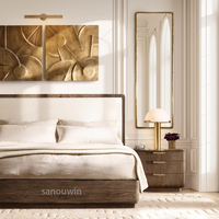 Minimalistisches Design Modernes Eichenholz-Bettgestell Schlafzimmerbett Elegantes Hotel-Gästezimmer Innenbereich Schlafmöbel Gepolstertes Bett