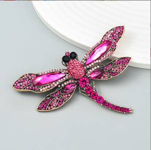 Broches de libélula Vintage de cristal azul para mujer, broche de insecto de moda de alta calidad, alfileres, accesorios para abrigo, regalos de joyería de animales - Product Image 3