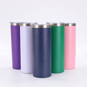 Gobelet droit et étroit blanc de 20 oz en acier inoxydable vierge pour sublimation avec couvercle et paille métallique - Product Image 6