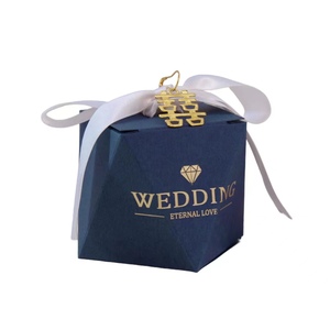 Boîte à bonbons élégante bleu marine pour mariage, cadeau de fête de mariage, boîte à bonbons, bonbonnière avec nœud en ruban de satin - Product Image 6