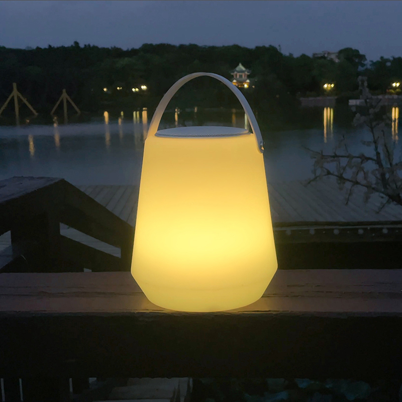Portable Rechargeable RGB Plastic LED Light BT Speaker Sound Table Lamp Glowing Music Speaker Lamp for Party Wedding Events