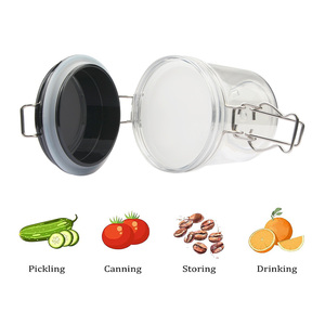 Bocaux de conservation transparents en PET de 400 ml avec couvercles noirs, boucle en fil d'acier de qualité alimentaire, hermétiques, pour fruits secs, sucre et assaisonnements - Product Image 5