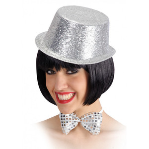 Cilindro con glitter argentati in plastica, altezza 10 cm - Product Image 1