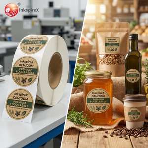 Etiqueta de embalaje ecológica personalizada para contenedor de alimentos, rollo de impresión impermeable, etiqueta adhesiva para alimentos orgánicos veganos y vegetales - Product Image 2