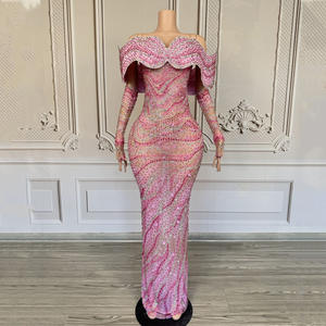 Novance Y4857 Abbigliamento Donna Estate 2025 Lussuosi Abiti da Sera <span class=keywords><strong>con</strong></span> Spalle Scoperte e <span class=keywords><strong>Guanti</strong></span> <span class=keywords><strong>Vestito</strong></span> Lungo Scintillante <span class=keywords><strong>con</strong></span> Diamanti - Product Image 1