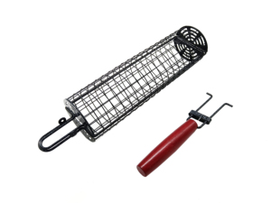 Panier de grillade roulant pour <span class=keywords><strong>barbecue</strong></span>, panier de grillade antiadhésif, panier de grillade rond pour le camping en plein air, <span class=keywords><strong>grille</strong></span> avec poignée en bois amovible - Product Image 3