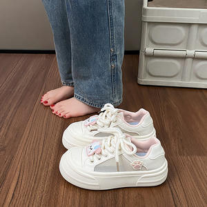 Mesh-Faced Lace-Up Girl's <b>White</b> Summer Lightweight Breathable Rubber Midsole Cotton Lining <b>Shoes</b> Versatile Stylish <b>Casual</b> - Product Image 6