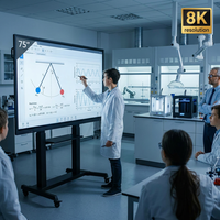 Tableau blanc interactif intelligent 65-75 pouces, écran tactile IR 20 points, LCD 4K, Android 11, 8+128 Go, caméra intégrée, pour salle de classe, garantie 1 an