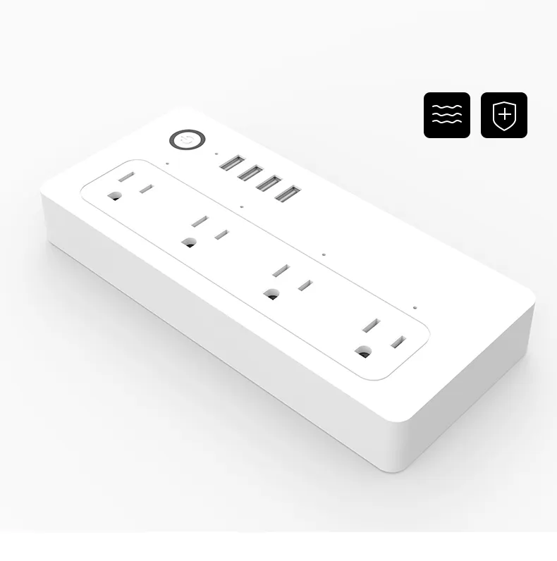 WiFi Smart Power Strip EU Überspannung schutz 6-Wege-Smart-Buchse 4 USB-Anschluss Home Control Switch Kompatibel Alexa Google Assistant