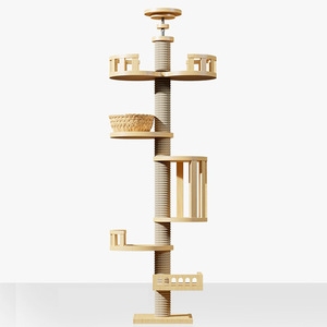 Classics Lớn Thân Thiện Với Môi 5-Cấp Mèo Cây Với Dễ Thương Phong Cách sisal Nhựa Cảm Thấy Tre MDF Scratcher Đồ Chơi Carton Đóng Gói - Product Image 5