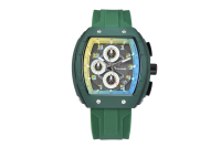 Reloj de Cuarzo Moderno para Hombre, Cristal Mineral, 46 mm, Resistente al Agua, Aleación, Silicona, Luminoso, Seis Agujas, Tres Esferas, Cierre Oculto con Botón