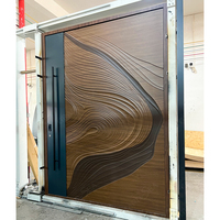 Pintu Masuk Aluminium Cor Modern Mewah Tahan Air dengan Tekstur Visual 3D Anti-Korosi untuk Eksterior Villa dengan Fitur Anti-Maling