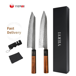 Set Professionale di Coltelli da <span class=keywords><strong>Chef</strong></span> Kiritsuke da 2 Pezzi in Stile Giapponese in Acciaio Damasco, Utensili da Cucina di Alta Qualità in Acciaio Damasco VG10 - Product Image 1