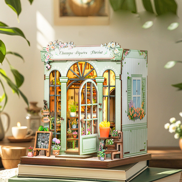 Hot Sale Book End DIY Miniature House Kit - Book Nook Bookend, Assemble Your Own Fairy Garden Cottage, Unique Desk Decoration