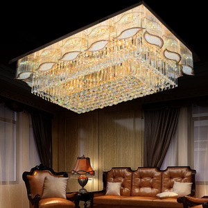 Plafonnier de lustre en cristal de goutte de pluie rectangulaire led monté en surface de luxe à vendre - Product Image 2