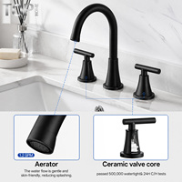 Robinet mélangeur de lavabo de salle de bain en acier inoxydable SUS304 OEM à double poignée avec valve en céramique, eau chaude et froide, sans plomb, vente en gros d'usine