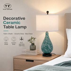 Lampe de table moderne à commande tactile avec chargeur USB, abat-jour en tissu, base en fer, ampoule E27 pour chambre à coucher, chevet, salon - Product Image 2