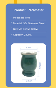 Taza para beber té <span class=keywords><strong>de</strong></span> calabaza negra, doble pared, ecológica, <span class=keywords><strong>buena</strong></span> calidad, 8oz, <span class=keywords><strong>Yerba</strong></span> <span class=keywords><strong>Mate</strong></span> - Product Image 4