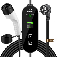 Cargador Portátil de Alta Calidad para Vehículos Eléctricos, 5m, Tipo 2, 3.5KW, 16A, con Pantalla a Color, Enchufe UK, para Uso Doméstico
