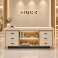 Comptoir d'accueil au design haut de gamme, moderne et minimaliste, pour salon de manucure / boutique de beauté / magasin de détail