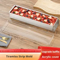 Moule à tiramisu rectangulaire en acier inoxydable léger, facile à démouler, base à gâteau, plateau long en forme de bande, ensemble d'outils spatule