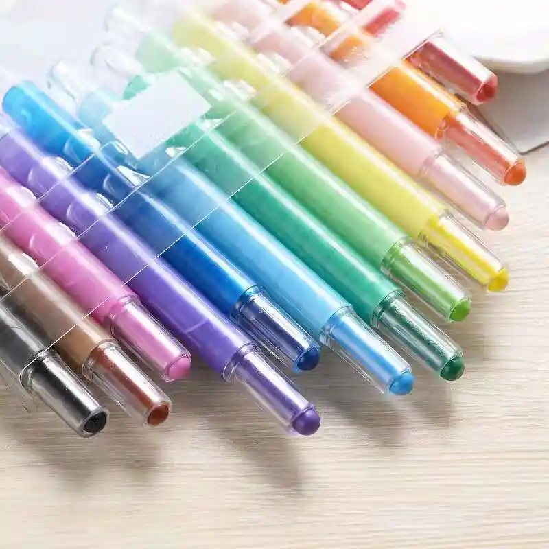 12 Màu Sắc Xoắn Bút Chì Màu Nhựa Không Độc Hại Trong Hộp PP Cho Trẻ Em Vẽ Nhiều Màu Twistable Bút Chì Màu Highlighter