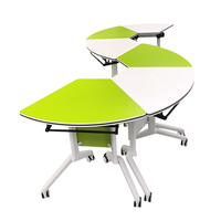 Bureau sectionnel en gros de qualité HPL Compact Board Table ronde modulaire avec roues pour bureau de Table pliante de conférence en classe