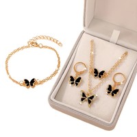 Ensemble de bijoux en vente flash, plaqué or, alliage et émail, collier, bague et bracelet, ensemble de bijoux 4 pièces, bijoux pour femmes
