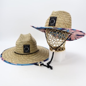Chapeau <span class=keywords><strong>de</strong></span> soleil durable <span class=keywords><strong>en</strong></span> paille naturelle avec doublure imprimée personnalisée, large bord et sangle <span class=keywords><strong>de</strong></span> menton réglable pour la <span class=keywords><strong>plage</strong></span> et la pêche - Product Image 2