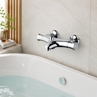 Robinet de baignoire thermostatique à double poignée, type pont, finition chrome poli, fixation murale à deux trous, corps en laiton, classique, remplacement gratuit