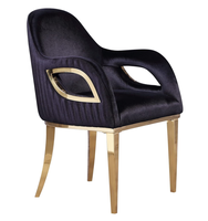 Table et chaises de salle à manger design noir de luxe italien, fauteuil d'hôtel, mobilier de Foshan